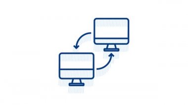 Beyaz arka planda teknoloji simgesi. Bilgi teknolojisi. Dijital iletişim. Aygıt simgesi. Genel ağ bağlantısı. Hareket grafikleri.