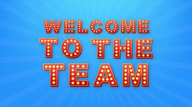 Retro light metin ekibe hoş geldiniz. Retro ampul. Hareket grafikleri.