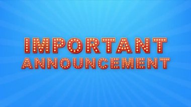 Retro light metin önemli duyuru. Retro ampul. Hareket grafikleri.