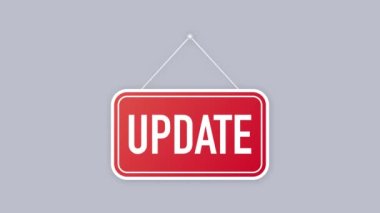 Beyaz arkaplandaki asılma işaretini güncelle. Kapıya imza atın. Hareket grafikleri.