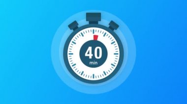 40 dakika, kronometre simgesi. Stopwatch simgesi düz stil, zaman ayarlı renk arkaplanı. Hareket grafikleri.