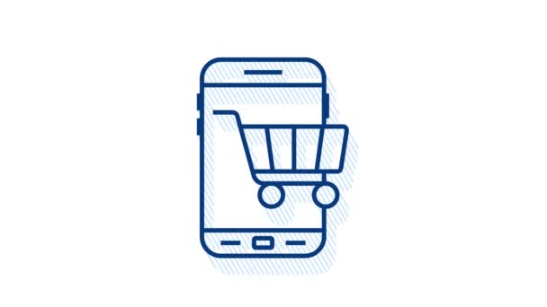 Icono de conjunto de compras para el diseño web. Comercio electrónico. Cupón de descuento. Icono del negocio. Etiqueta de precio. Gráficos en movimiento. — Vídeo de stock