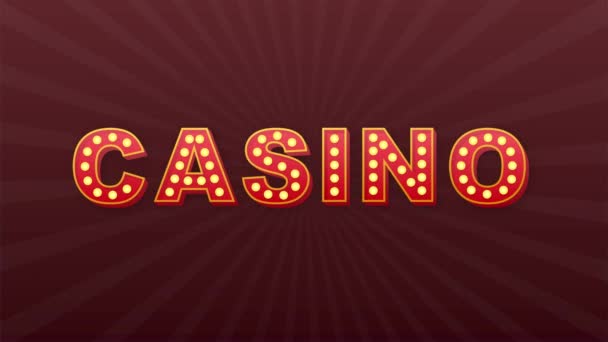 Retro light text casino. Retro light bulb. Motion graphics. — Stock Video