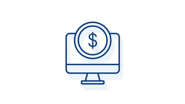 Dinheiro, finanças, pagamentos. Definir ícone web esboço. Gráficos de movimento. — Vídeo de Stock
