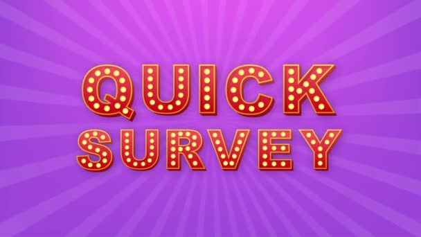 Retro light text quick survey. Retro light bulb. Motion graphics. — Stock Video