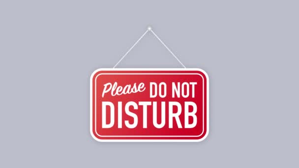 Please do not disturb hanging sign on white background. Sign for door. Motion graphics. — Stock Video