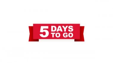 Beyaz arka planda kırmızı kurdeleye 5 gün kaldı. Hareket grafikleri.