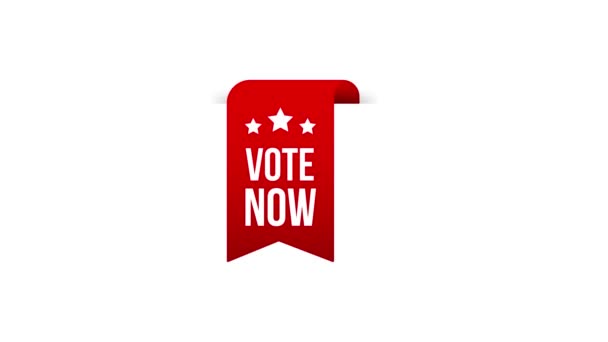 Vote now Red Label. Red Web Ribbon. Motion graphics. — 비디오