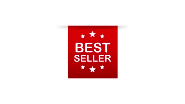 Best-seller Red Label. Red Web Ribbon. Gráficos de movimento. — Vídeo de Stock