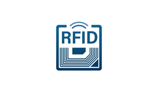 Αναγνώριση ραδιοσυχνοτήτων RFID. Τεχνολογική έννοια. Ψηφιακή τεχνολογία. Γραφικά κίνησης. — Αρχείο Βίντεο