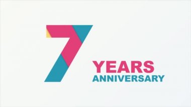 7. yıl dönümü amblemi. Yıldönümü simgesi ya da etiket. 7 yıllık kutlama ve kutlama tasarım unsuru. Hareket grafikleri.