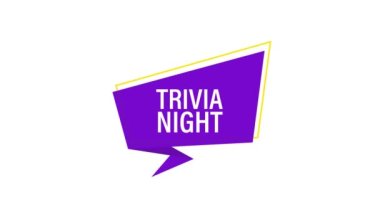 Trivia gecesi yazılı kurdele afişi, pop sanat tarzında poster. Hareket grafikleri.