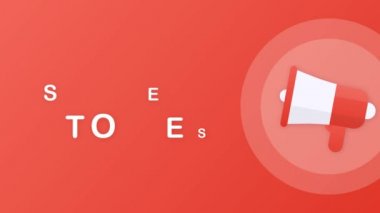 Başarı hikayeli el ele tutuşan megafon. Hareket grafikleri.