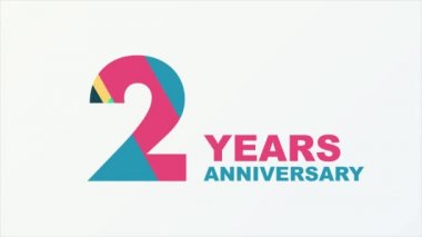 2. yıl dönümü amblemi. Yıldönümü simgesi ya da etiket. 2 yıllık kutlama ve tasarım unsurunu tebrik ediyorum. Hareket grafikleri.