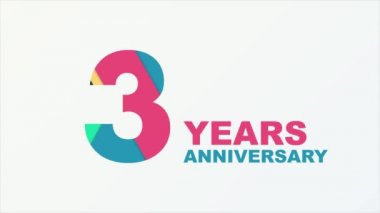 Üçüncü yıl dönümü amblemi. Yıldönümü simgesi ya da etiket. 3 yıllık kutlama ve tasarım unsurunu tebrik ediyorum. Hareket grafikleri.