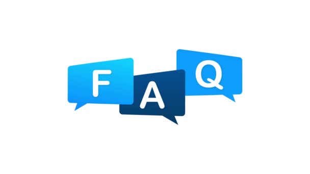 Perguntas frequentes FAQ banner. Computador com ícones de perguntas. Gráficos de movimento. — Vídeo de Stock