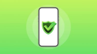 İşaretli akıllı telefon ya da baloncukta kene uyarısı. Onaylanmış bir seçim. Kontrol işaretini kabul et ya da onayla. Hareket grafikleri.