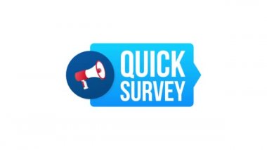 Hızlı bir araştırmayla el ele tutuşan megafon. Megafon bayrağı. Web tasarımı. Hareket grafikleri.