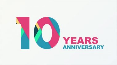 10. yıl dönümü amblemi. Yıldönümü simgesi ya da etiket. 10 yıllık kutlama ve tasarım unsurunu tebrik ediyorum. Hareket grafikleri.