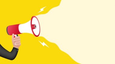 El ele tutuşan megafon. Tebrikler. Hareket grafikleri.