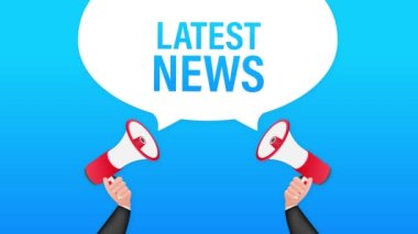 En son haberlerle El Tutma Megafonu. Megafon bayrağı. Web tasarımı. Hareket grafikleri.