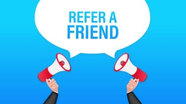 El ele megafon, bir arkadaşa yönlendir. Hareket grafikleri.