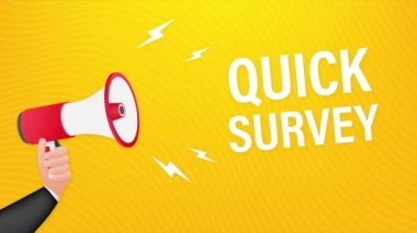 Hızlı bir araştırmayla el ele tutuşan megafon. Megafon bayrağı. Web tasarımı. Hareket grafikleri.