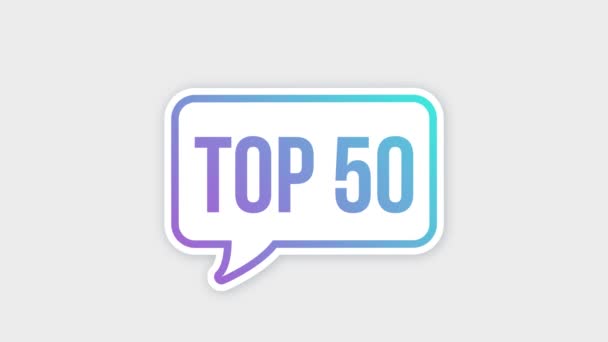 Top 50 - Top Three colorato bolla discorso. Grafica del movimento. — Video Stock