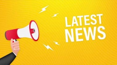 En son haberlerle El Tutma Megafonu. Megafon bayrağı. Web tasarımı. Hareket grafikleri.