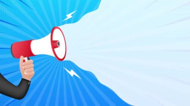 Yararlı El Tutma Megafonu. Megafon bayrağı. Web tasarımı. Hareket grafikleri.