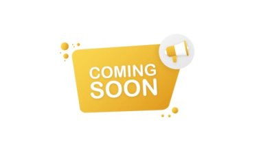 Megafon etiketi yakında geliyor. Megafon bayrağı. Web tasarımı. Hareket grafikleri.