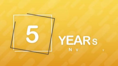 5. yıl dönümü amblemi. Yıldönümü simgesi ya da etiket. 5 yıllık kutlama ve tasarım unsurunu tebrik ediyorum. Hareket grafikleri.