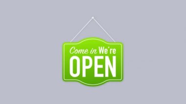 Beyaz arka planda açık tabelamız vardı. Kapıya imza atın. Hareket grafikleri.