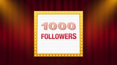 1k takipçisi, teşekkürler, sosyal siteler paylaşımı. Takipçiler tebrik kartı için teşekkürler. Hareket grafikleri.