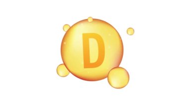 D vitamini altın renkli bir ikon. Akrep asidi. Hareket grafikleri.