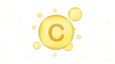 C vitamini altın renkli ikon. Akrep asidi. Hareket grafikleri.