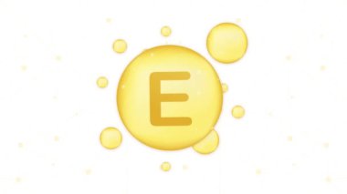 E vitamini altın renkli ikon. Akrep asidi. Hareket grafikleri.