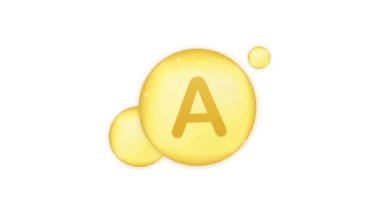 A vitamini altın renkli bir ikon. Akrep asidi. Hareket grafikleri.