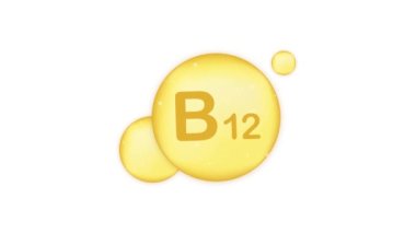 B12 vitamini altın renkli ikon. Akrep asidi. Hareket grafikleri.