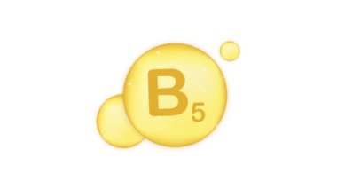 B5 vitamini altın renkli bir ikon. Akrep asidi. Hareket grafikleri.