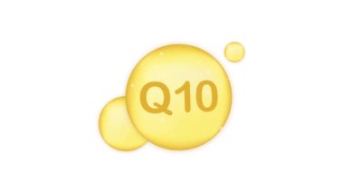 Q vitamini 10 altın renkli ikon. Akrep asidi. Hareket grafikleri.