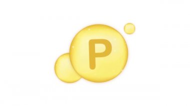 P vitamini altın renkli ikon. Akrep asidi. Hareket grafikleri.