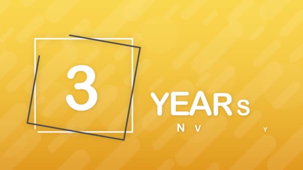 3周年記念の紋章。記念日のアイコンやラベル。3年のお祝いとお祝いのデザイン要素。モーショングラフィックス. — ストック動画