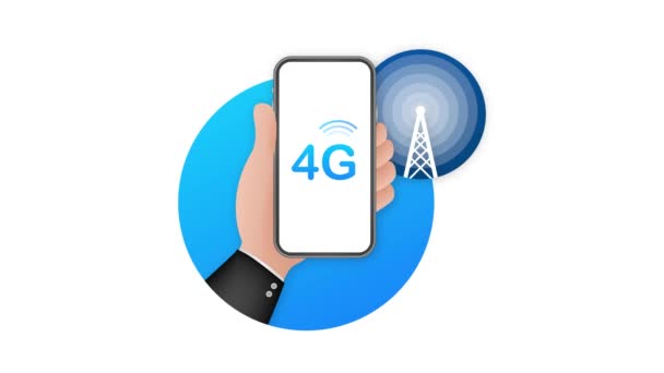 4G ağ kablosuz sistemleri ve internet. İletişim ağı. Hareket grafikleri. — Stok video