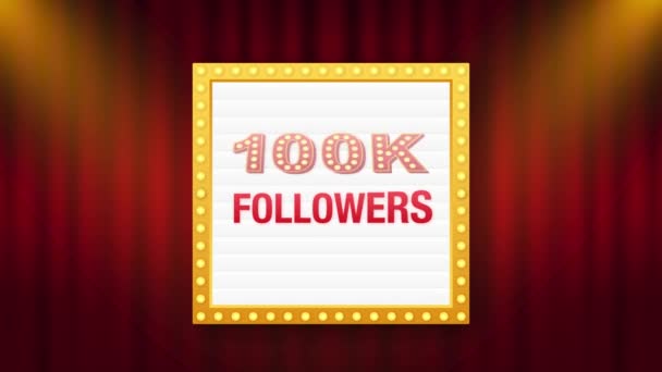 50k follower, Grazie, social site post. Grazie seguaci carta di congratulazione. Grafica del movimento. — Video Stock