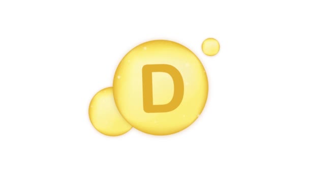 D-vitamin arany ragyogó ikon. Aszkorbinsav. Mozgókép. — Stock videók