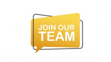 Konuşma balonunda yazılı ekibimize katıl. Reklam tabelası. Hareket grafikleri.