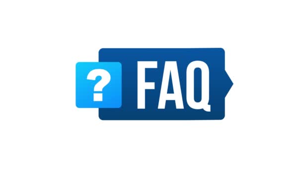 Häufig gestellte Fragen FAQ Banner. Computer mit Fragensymbolen. Bewegungsgrafik. — Stockvideo