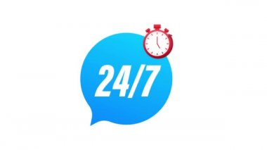 7 / 24 hizmet kavramı. 7 / 24 açık. Servis simgesini destekle. Hareket grafikleri.