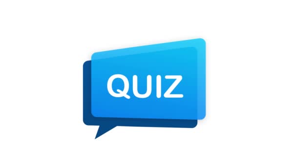 Quiz logo met klok, concept van vragenlijst tonen zingen, quiz knop, vragen concurrentie. Bewegingsgrafiek. — Stockvideo